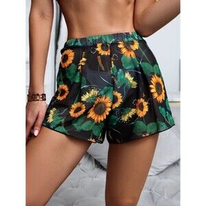 SHEIN Sunflower Print Mesh Cover Up Swim Shorts Size Medium #181